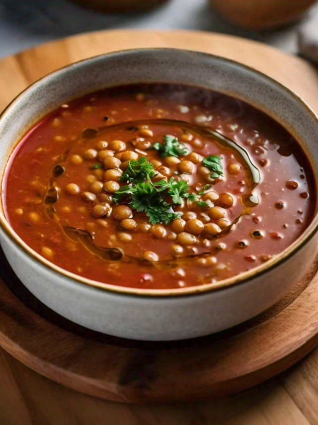 Mediterranean Spicy Lentil Soup with Spinach